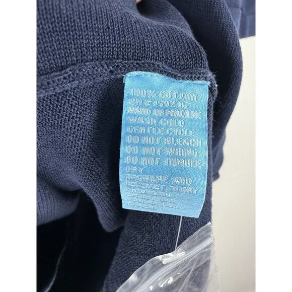 J McLaughlin Dugan Sweater Polo Navy Cotton Knit Short Sleeve MensCasual M